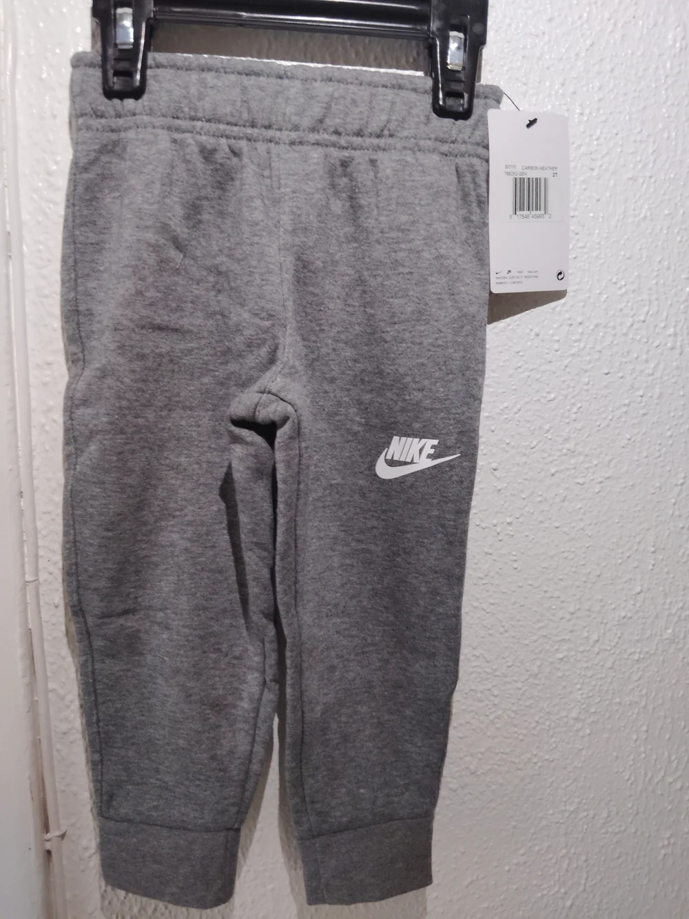 Nike Kids Heather Grey Jogger Sweatpants with White Logo